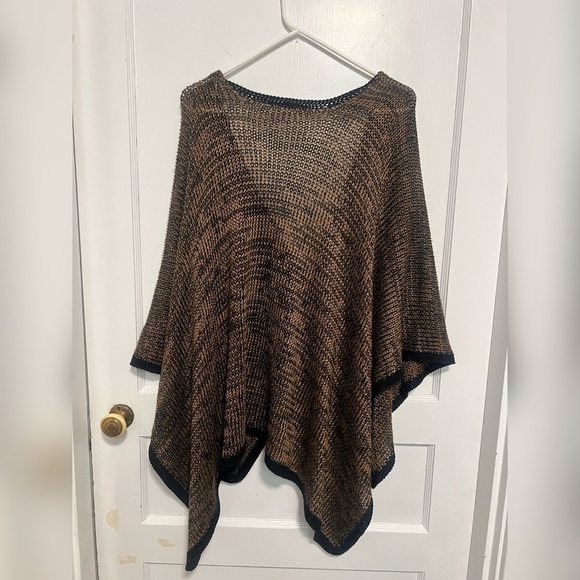 Soft Surroundings 24253 Mei Ling Brown & Black Sweater Cape Poncho One Size - Picture 5 of 5